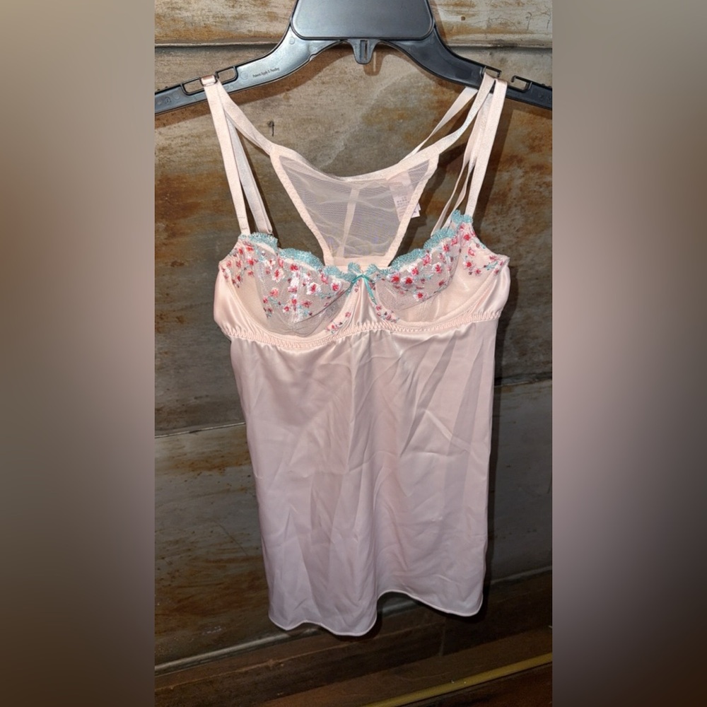 Victoria's Secret Pink and Blue Floral Chemise